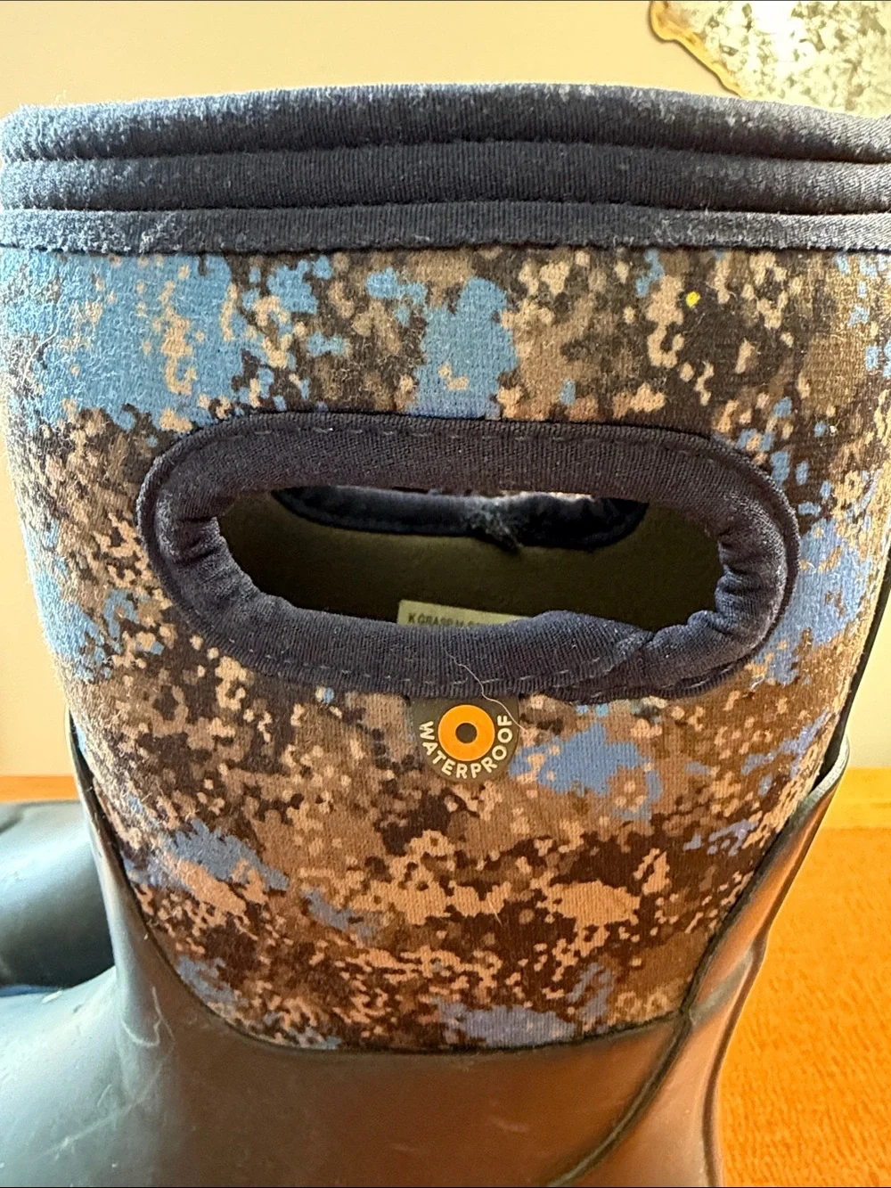 Bogs Kids Rain & Snow Boots in Blue and Black Camouflage